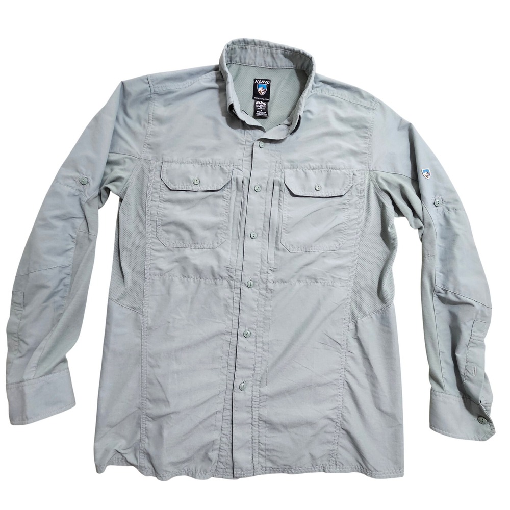 KUHL Shirt S Sage Green Vented Hiking Long Sleeve Button Up Pocket